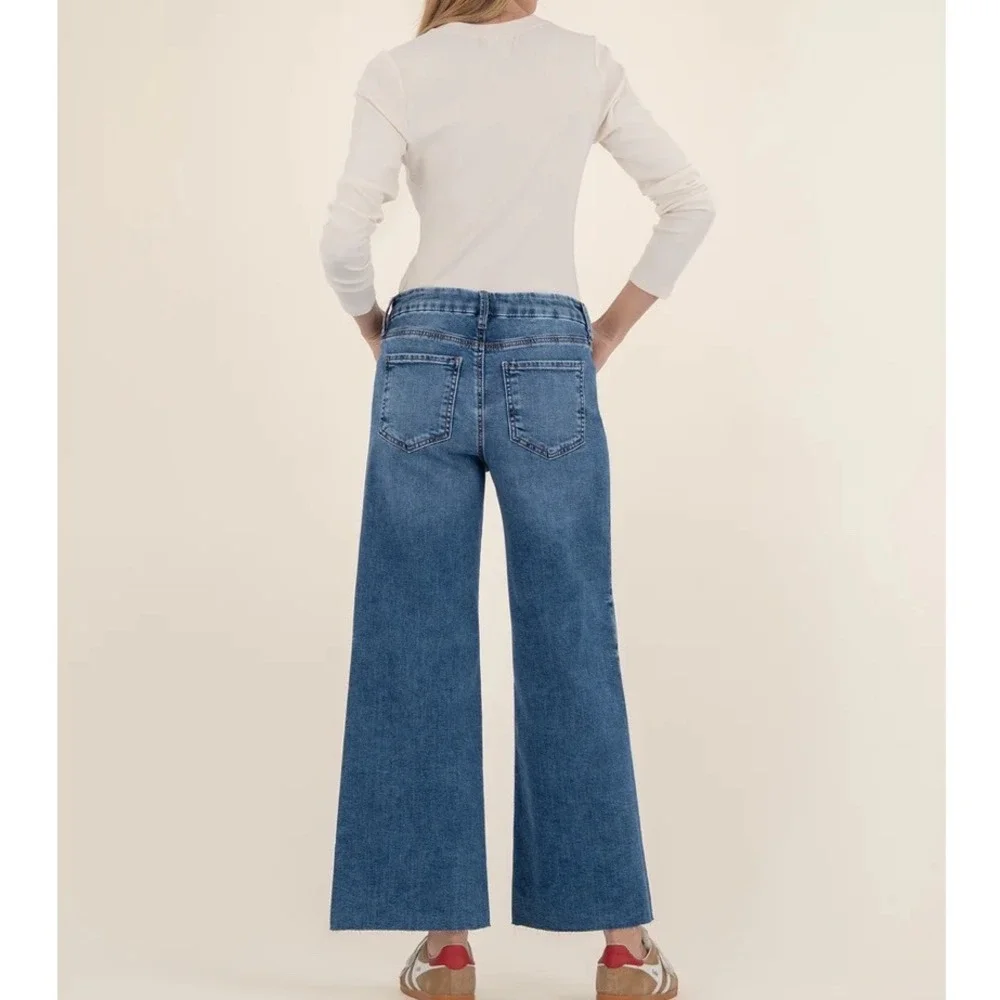 Kut From The Kloth High Rise Fab Ab Meg Wide Leg Medium Wash Jeans 00 New W Tags - Picture 2 of 8